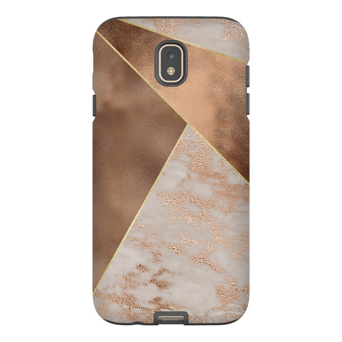 Galaxy J7 StrongFit Modern minimalistic Copper Marble Triangles  by  Utart
