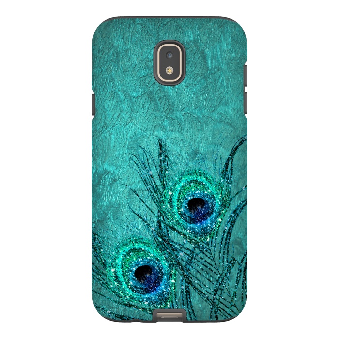 Galaxy J7 StrongFit Peacock Sparkle Feathers by  Utart