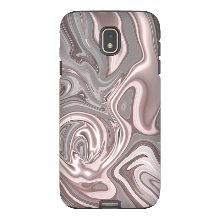 Galaxy J7 StrongFit Rose Gold Gray Marbled Paint by Andrea Haase