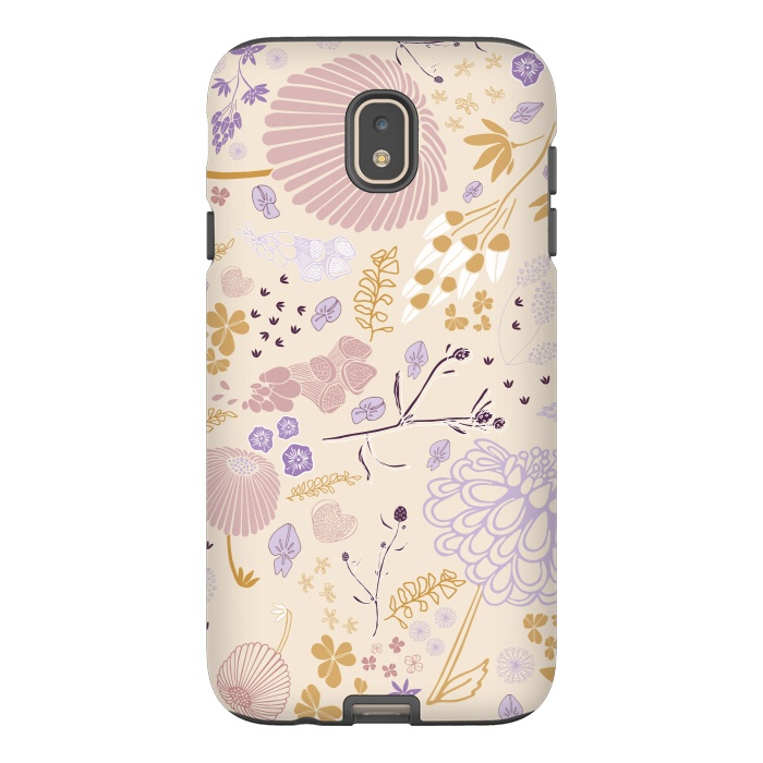 Galaxy J7 StrongFit Field of Flowers in Pink, Purple and Mustard by Paula Ohreen