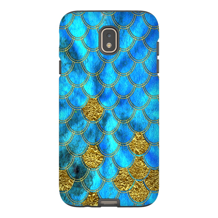 Galaxy J7 StrongFit Blue and Gold Glitter Metal Mermaid Scales by  Utart