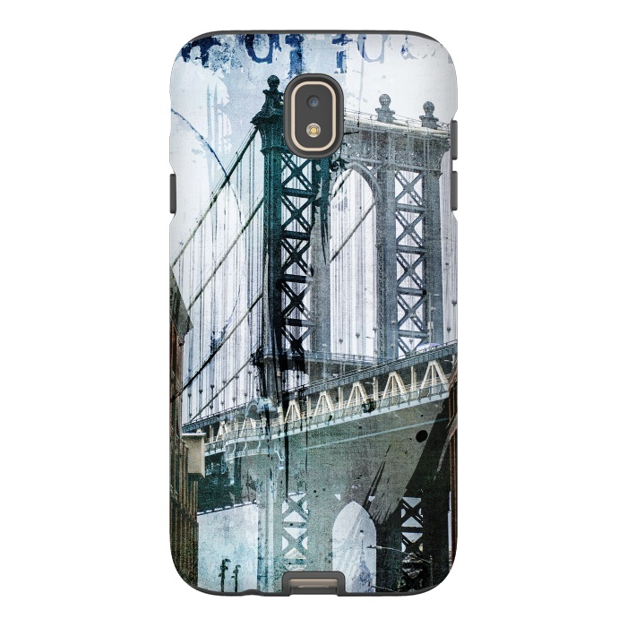 Galaxy J7 StrongFit Brooklyn Bridge Grunge Mixed Media Art by Andrea Haase