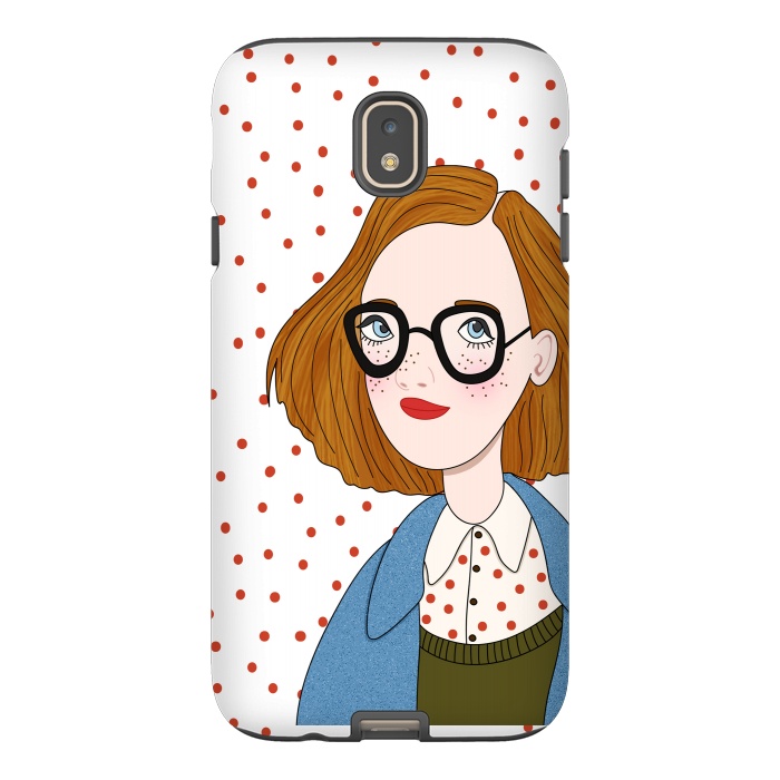 Galaxy J7 StrongFit Trendy Fashion Girl with Red Polka Dots by DaDo ART