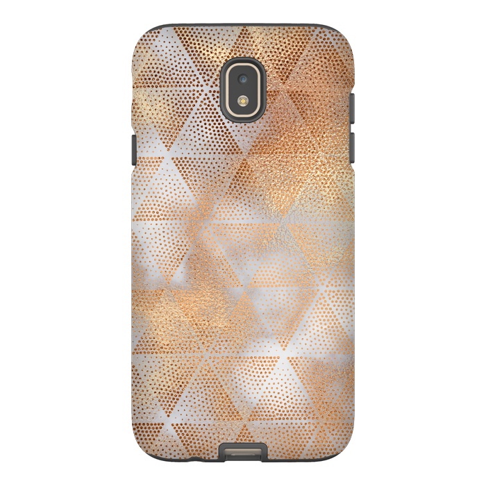 Galaxy J7 StrongFit Rose Gold Marble Triangle Pattern by  Utart