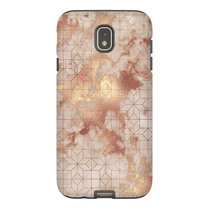 Galaxy J7 StrongFit Simply Minimalistic  Rose Gold Shapes Marble Pattern by  Utart