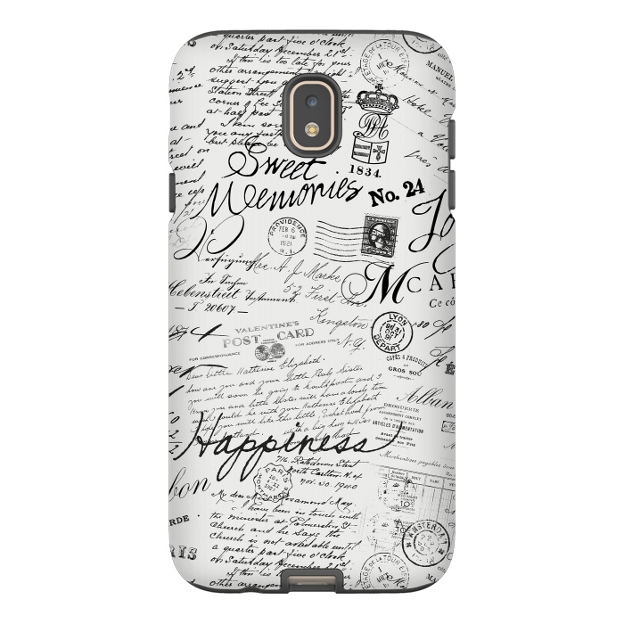 Galaxy J7 StrongFit Nostalgic Handwriting Black And White by Andrea Haase