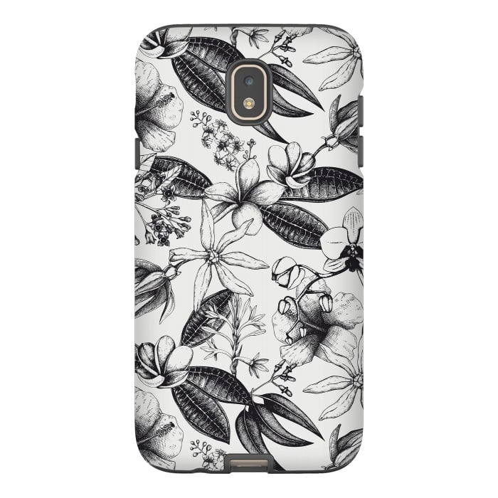 Galaxy J7 StrongFit Black And White Exotic Flower Pattern by Andrea Haase