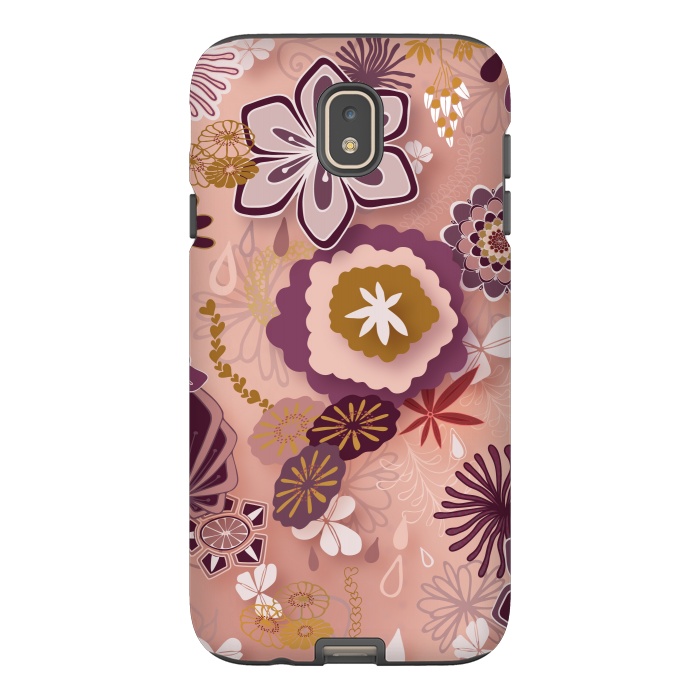 Galaxy J7 StrongFit Paper-Cut Florals on Pink by Paula Ohreen