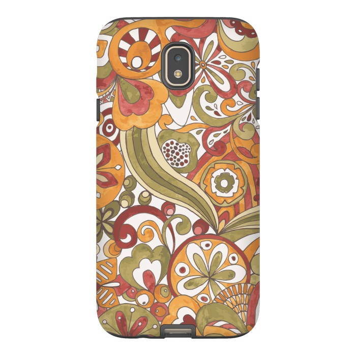 Galaxy J7 StrongFit Retro Colouring Book in Green, Red and Gold by Paula Ohreen