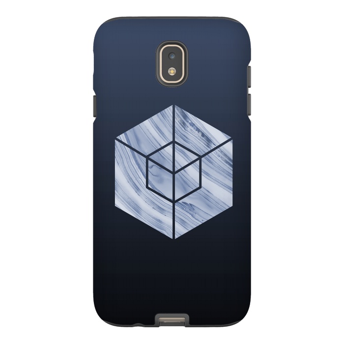 Galaxy J7 StrongFit Marbled Hexagon In Shades Of Blue by Andrea Haase