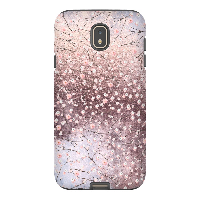 Galaxy J7 StrongFit Metal vintage Pink Cherry Blossom Pattern by  Utart
