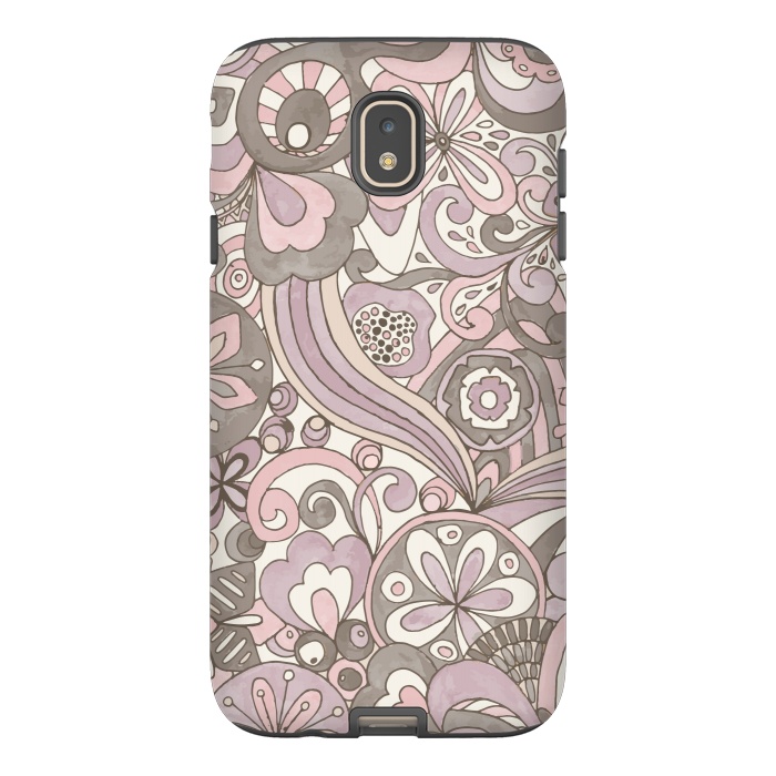 Galaxy J7 StrongFit Retro Colouring Book Pink and Gray by Paula Ohreen