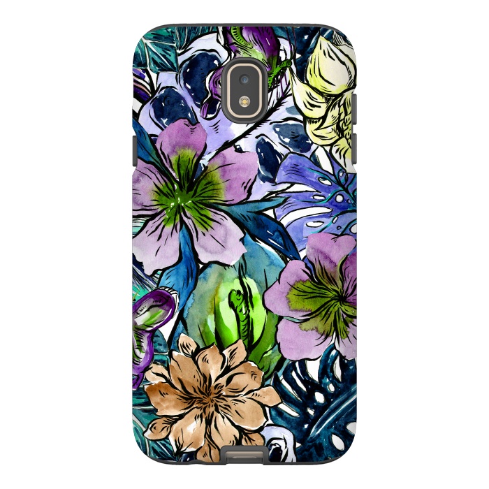 Galaxy J7 StrongFit Purple Aloha Hibiscus Tropical Flower Pattern by  Utart