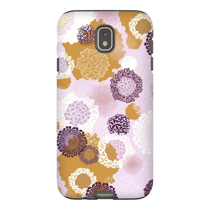 Galaxy J7 StrongFit Doily Flowers on Pink by Paula Ohreen