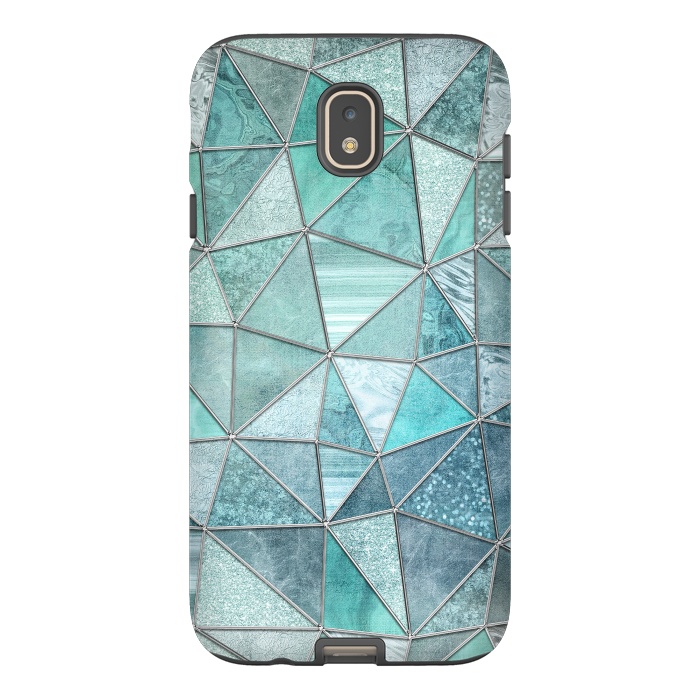 Galaxy J7 StrongFit Stained Glass Glamour Teal And Turquoise by Andrea Haase