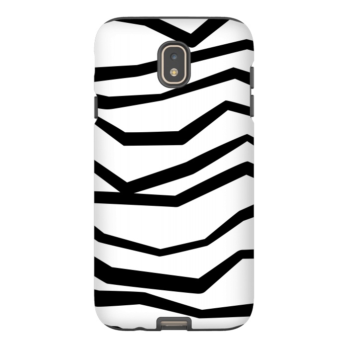 Galaxy J7 StrongFit Wavy Zig Zag Stripes Black And White 2 by Andrea Haase