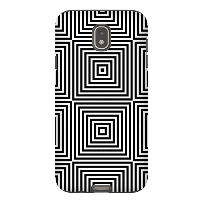 Galaxy J7 StrongFit Optical Illusion Black And White Squares by Andrea Haase