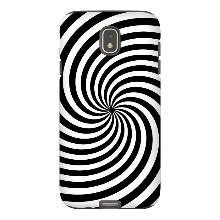 Galaxy J7 StrongFit Concentric Spiral Op Art Black And White 2 by Andrea Haase