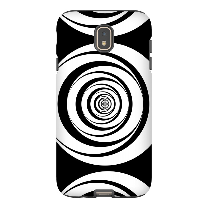 Galaxy J7 StrongFit Concentric Circles Pop-Art Black White 2 by Andrea Haase