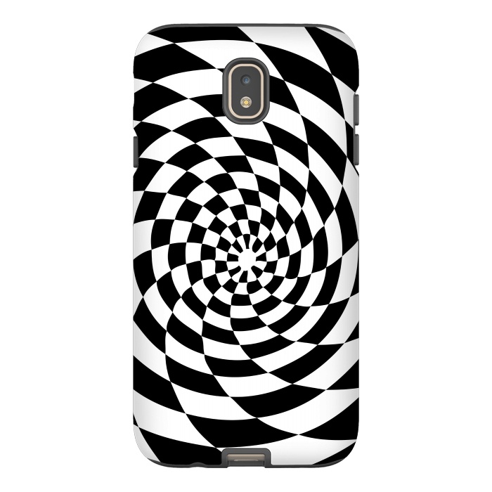 Galaxy J7 StrongFit Checker Spiral Black And White by Andrea Haase