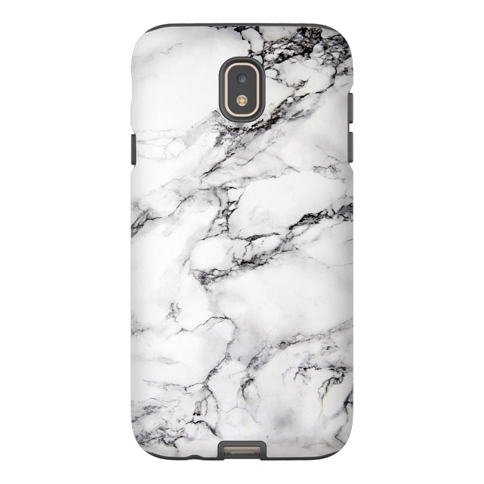Galaxy J7 StrongFit White Marble Stone Print by Dushan Medich