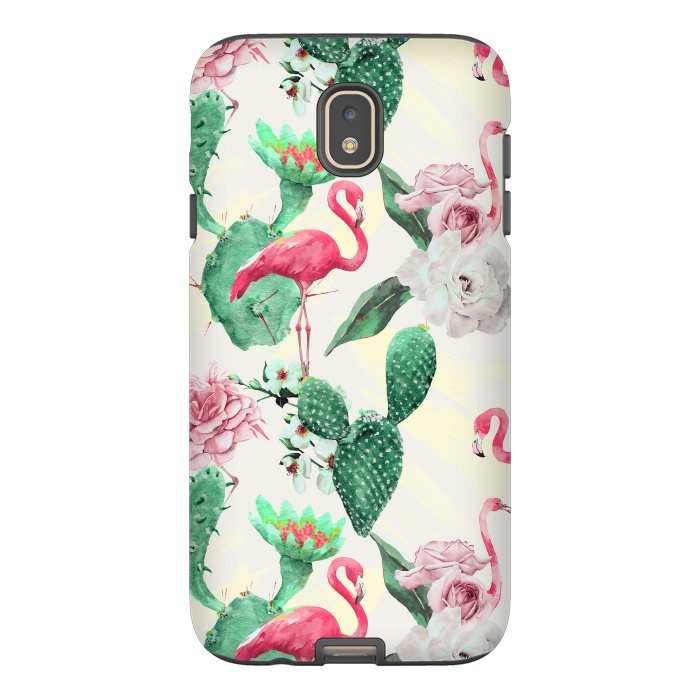Galaxy J7 StrongFit Flamingos, geometric and flowers by Mmartabc
