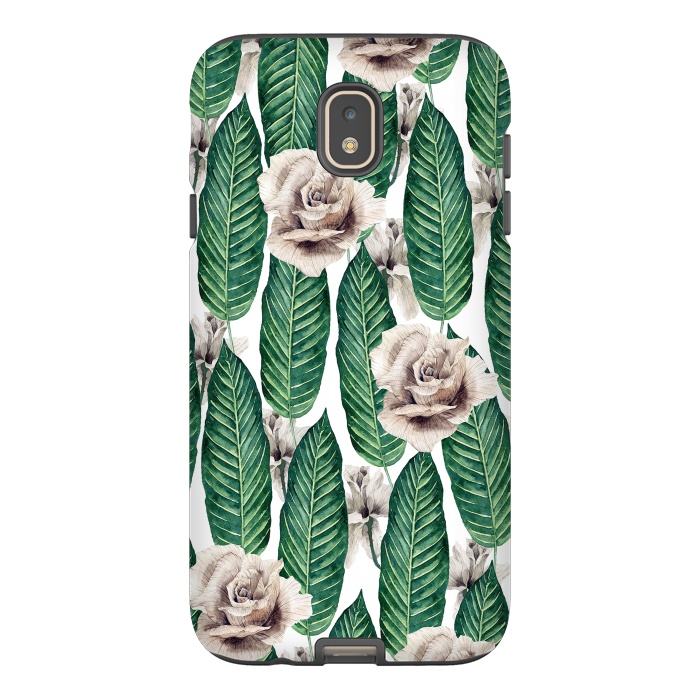 Galaxy J7 StrongFit Tropical leaves and white roses by Mmartabc
