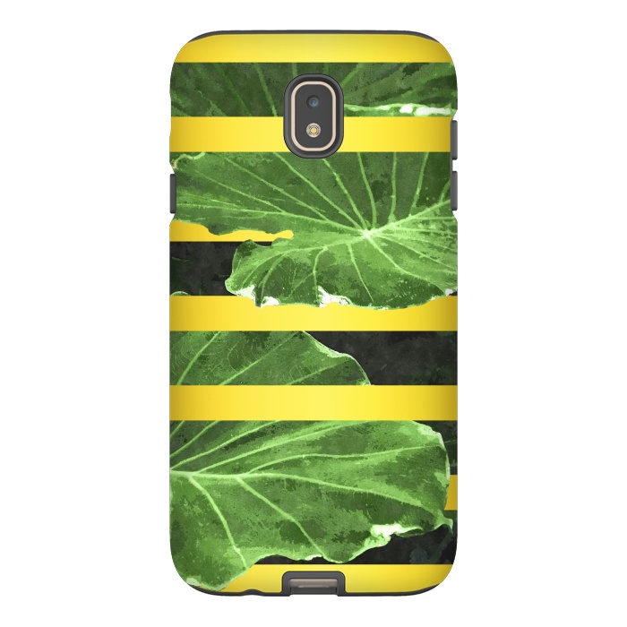Galaxy J7 StrongFit Green Leaves and Gold Stripes by Alemi