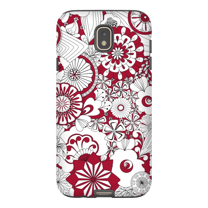 Galaxy J7 StrongFit 70s Flowers - Red and White by Paula Ohreen