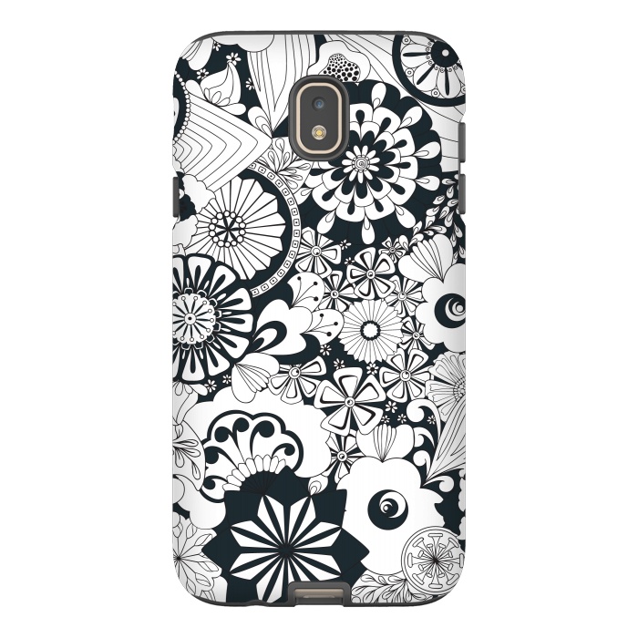 Galaxy J7 StrongFit 70s Flowers - Navy and White by Paula Ohreen