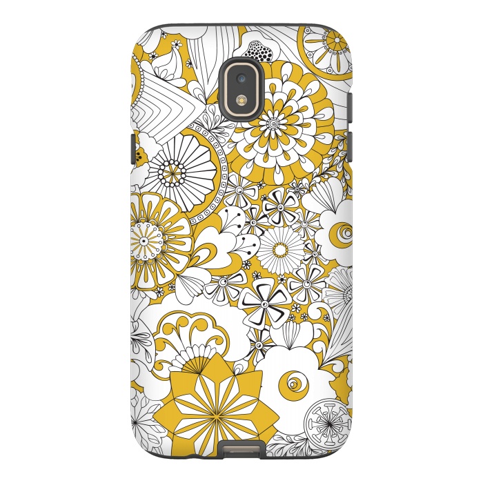 Galaxy J7 StrongFit 70s Flowers - Yellow and White by Paula Ohreen