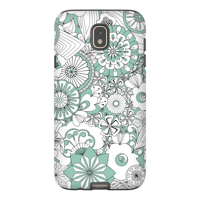 Galaxy J7 StrongFit 70s Flowers - Mint Green and White by Paula Ohreen