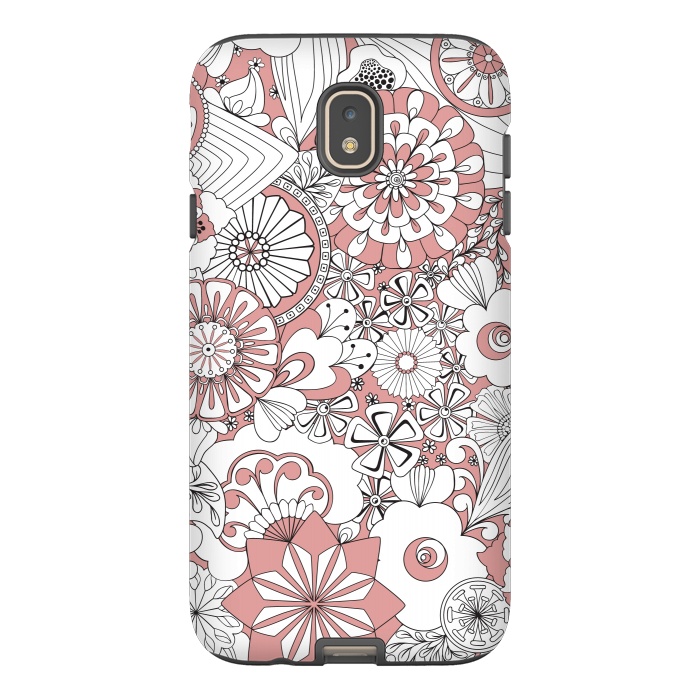 Galaxy J7 StrongFit 70s Flowers - Pink and White by Paula Ohreen