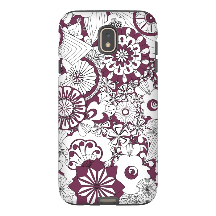Galaxy J7 StrongFit 70s Flowers - Purple and White by Paula Ohreen