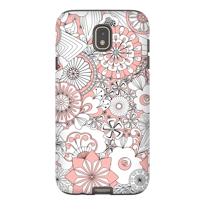 Galaxy J7 StrongFit 70s Flowers - Baby Pink and White by Paula Ohreen