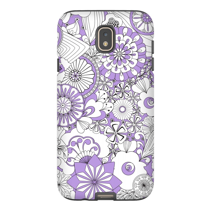 Galaxy J7 StrongFit 70s Flowers - Lilac and White by Paula Ohreen