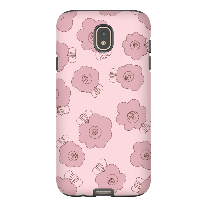Galaxy J7 StrongFit Fluffy Flowers - Pink on Pink by Paula Ohreen