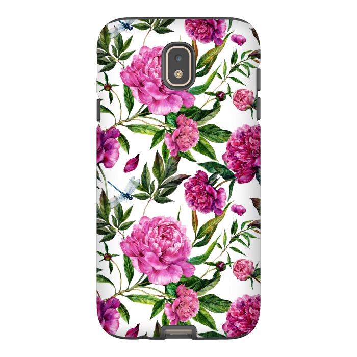 Galaxy J7 StrongFit Pink Peonies on White by  Utart