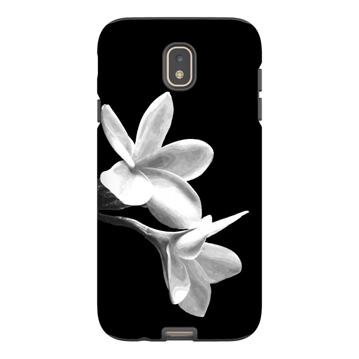 Galaxy J7 StrongFit White Flowers Black Background by Alemi