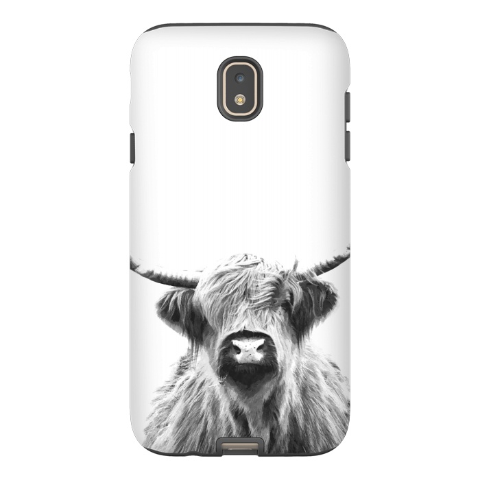 Galaxy J7 StrongFit Black and White Highland Cow by Alemi