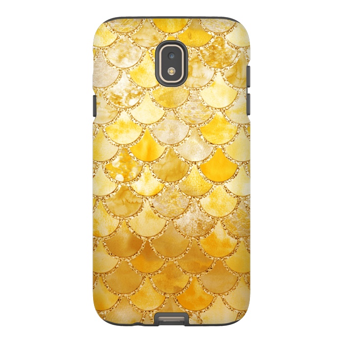 Galaxy J7 StrongFit Gold Watercolor Mermaid Scales by  Utart