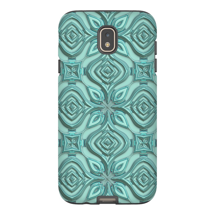 Galaxy J7 StrongFit Elegant Green Turquoise Ornament Pattern by Andrea Haase