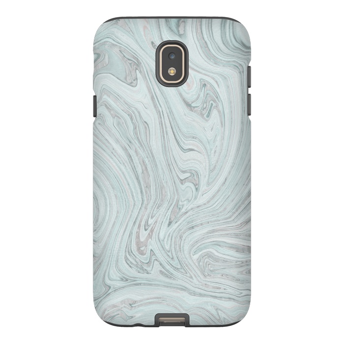 Galaxy J7 StrongFit Teal Grey Soft Pastel Marble by Andrea Haase
