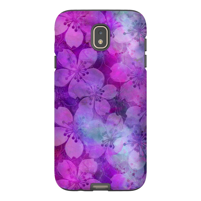 Galaxy J7 StrongFit Purple Watercolor Flower Pattern by Andrea Haase