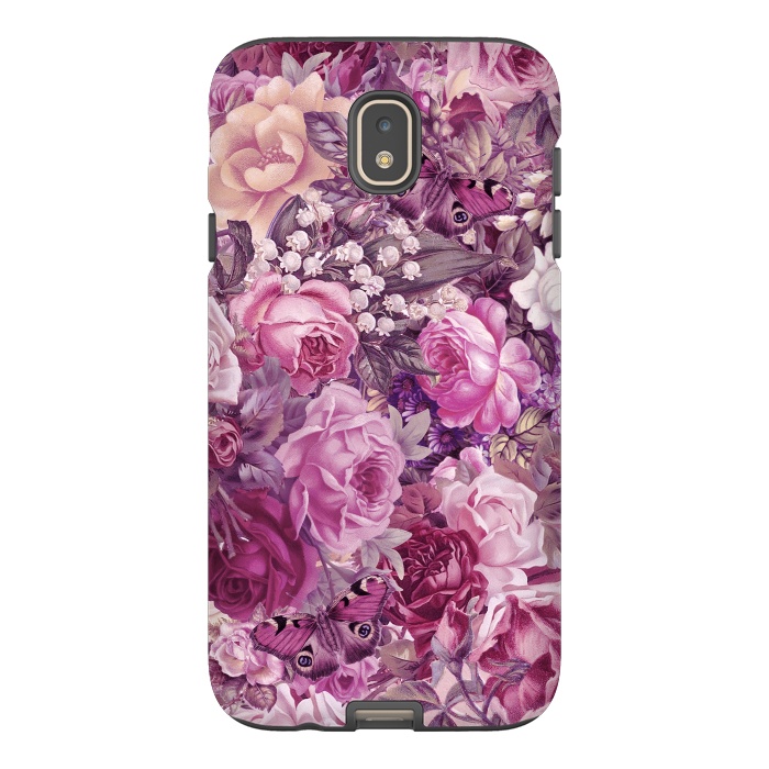 Galaxy J7 StrongFit Vintage Pink Rose Butterfly Pattern by Andrea Haase