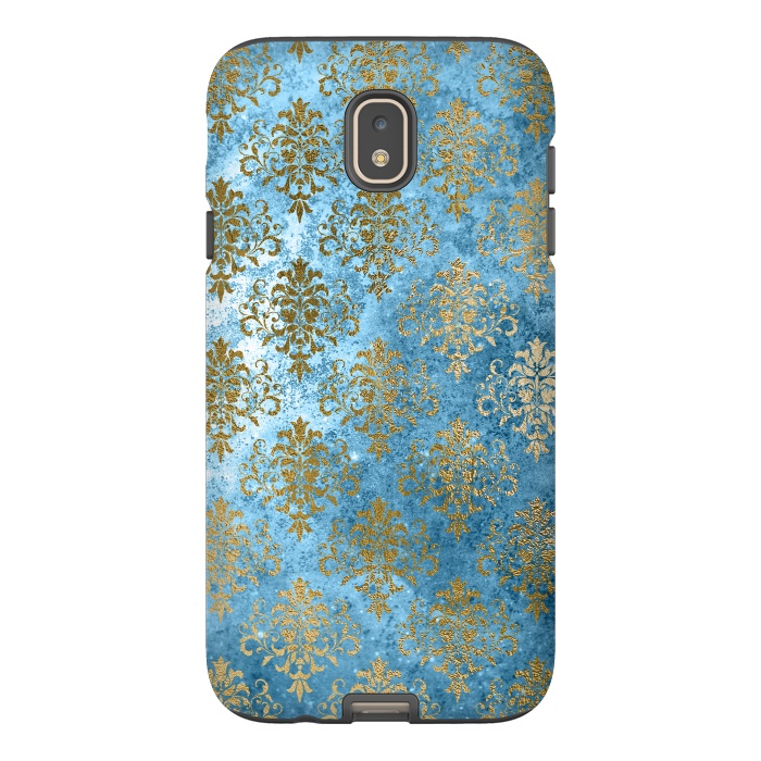 Galaxy J7 StrongFit Blue and Gold Trendy Vintage Damask Pattern by  Utart