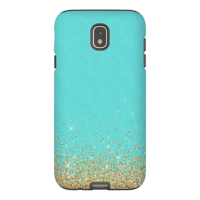Galaxy J7 StrongFit Teal and Gold Glitter by  Utart