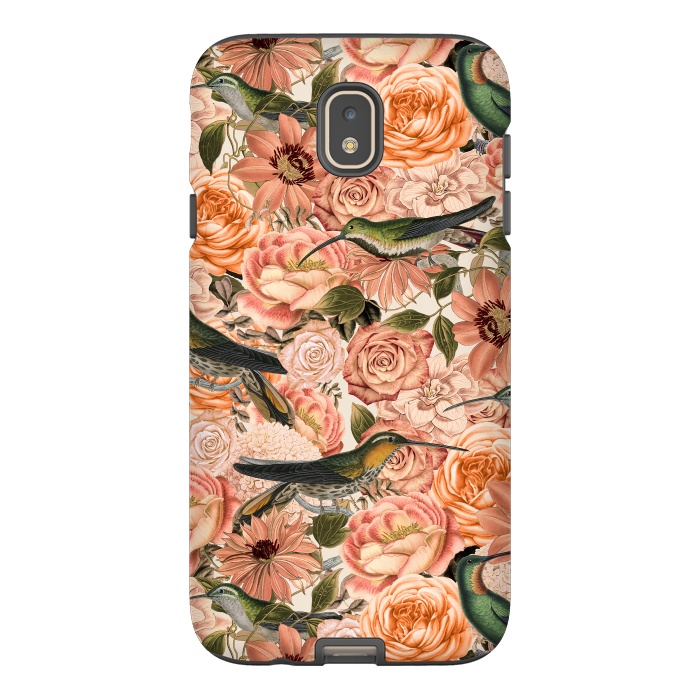 Galaxy J7 StrongFit Vintage Flower And Hummingbird Pattern by Andrea Haase