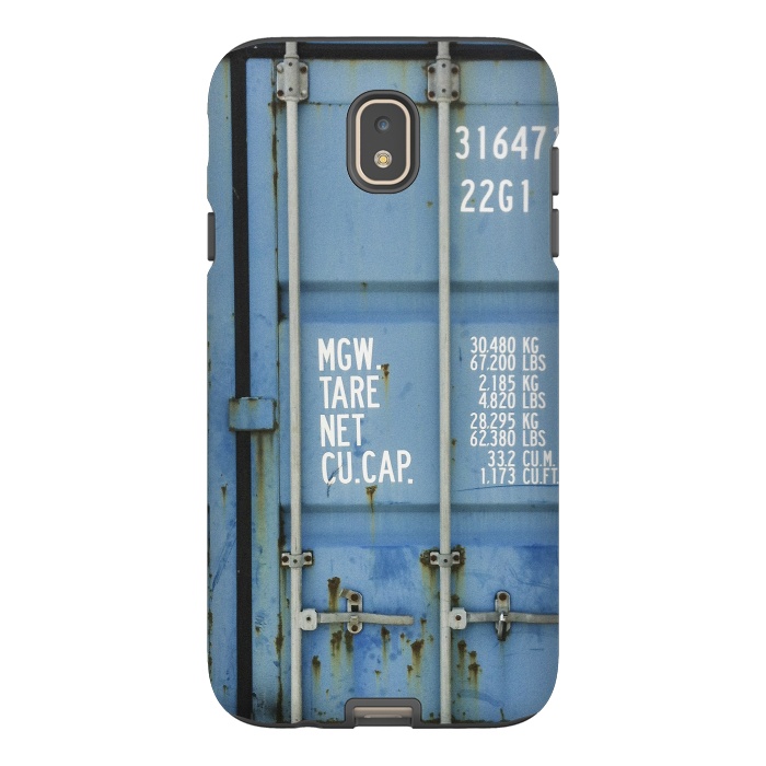 Galaxy J7 StrongFit Shipping Containter With Stencil Text by Andrea Haase