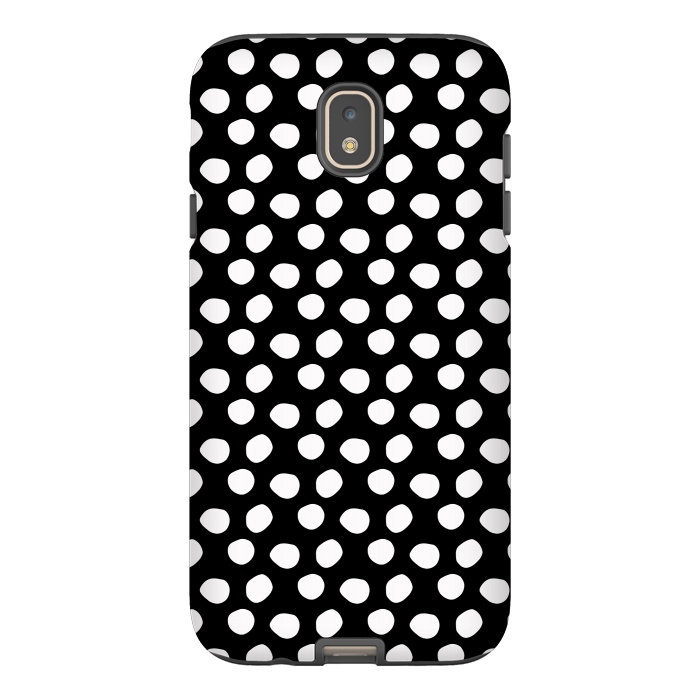Galaxy J7 StrongFit Hand drawn white polka dots on black by DaDo ART